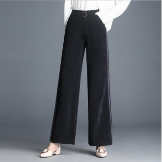 秋季新款侧条纹阔腿裤女运动长裤高腰修身显瘦休闲长裤 2条装