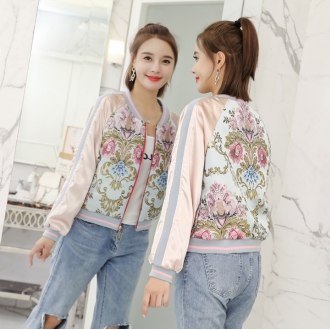 实拍刺绣小清新棒球服女春秋夹克短外套女春秋短款韩版新款 2件