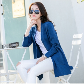 单排纽扣开衫精梳棉加厚秋装小外套女士上衣