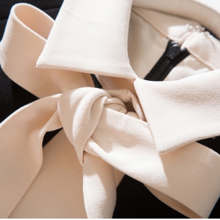 霓潮新款秋冬女装精品斗篷0花边飘带撞色显瘦气质外套披肩