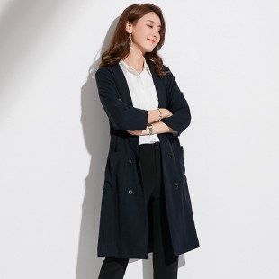 秋季新款品牌女装中长款西装领外套系带长袖显瘦女式风衣女