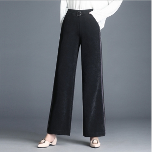 秋季新款侧条纹阔腿裤女运动长裤高腰修身显瘦休闲长裤 2条装