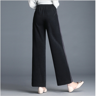 秋季新款侧条纹阔腿裤女运动长裤高腰修身显瘦休闲长裤 2条装