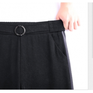 秋季新款侧条纹阔腿裤女运动长裤高腰修身显瘦休闲长裤 2条装