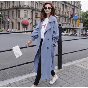 风衣女中长款秋装新款春季韩版气质时尚薄款休闲百搭过膝外套 2件