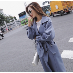 风衣女中长款秋装新款春季韩版气质时尚薄款休闲百搭过膝外套 2件