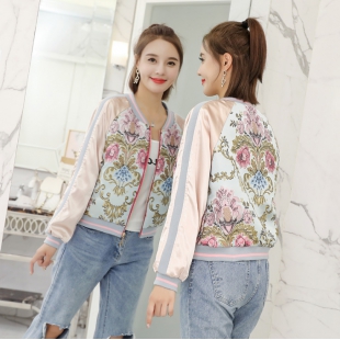 实拍刺绣小清新棒球服女春秋夹克短外套女春秋短款韩版新款 2件