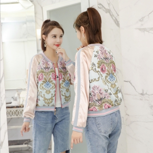 实拍刺绣小清新棒球服女春秋夹克短外套女春秋短款韩版新款 2件