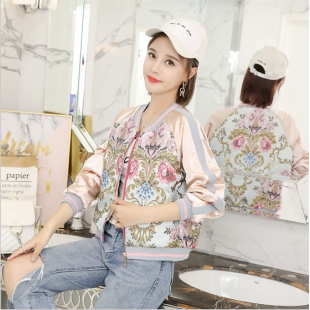 实拍刺绣小清新棒球服女春秋夹克短外套女春秋短款韩版新款 2件
