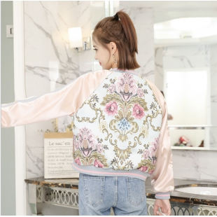 实拍刺绣小清新棒球服女春秋夹克短外套女春秋短款韩版新款 2件