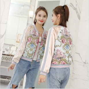 实拍刺绣小清新棒球服女春秋夹克短外套女春秋短款韩版新款 2件