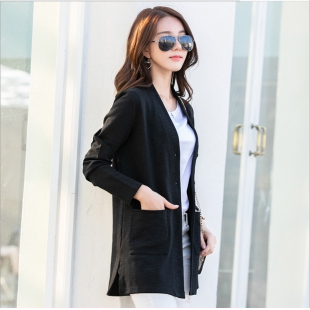 单排纽扣开衫精梳棉加厚秋装小外套女士上衣