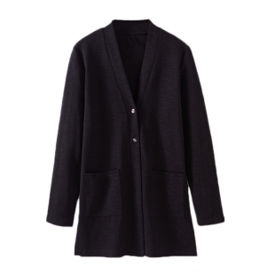 单排纽扣开衫精梳棉加厚秋装小外套女士上衣