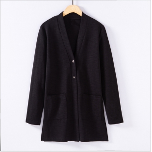 单排纽扣开衫精梳棉加厚秋装小外套女士上衣