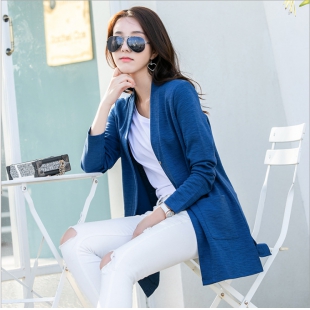 单排纽扣开衫精梳棉加厚秋装小外套女士上衣