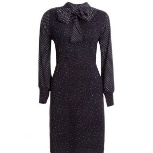 早春新品假两件针织裙雪纺拼接中长款连衣裙C8560