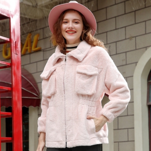 冬季新款长袖翻领小兔貂时尚外套L3215