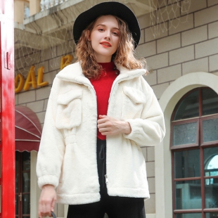 冬季新款长袖翻领小兔貂时尚外套L3215